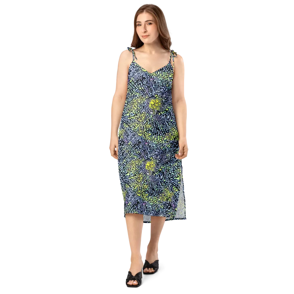 Ultraviolet Grid on Slip Dress — Front