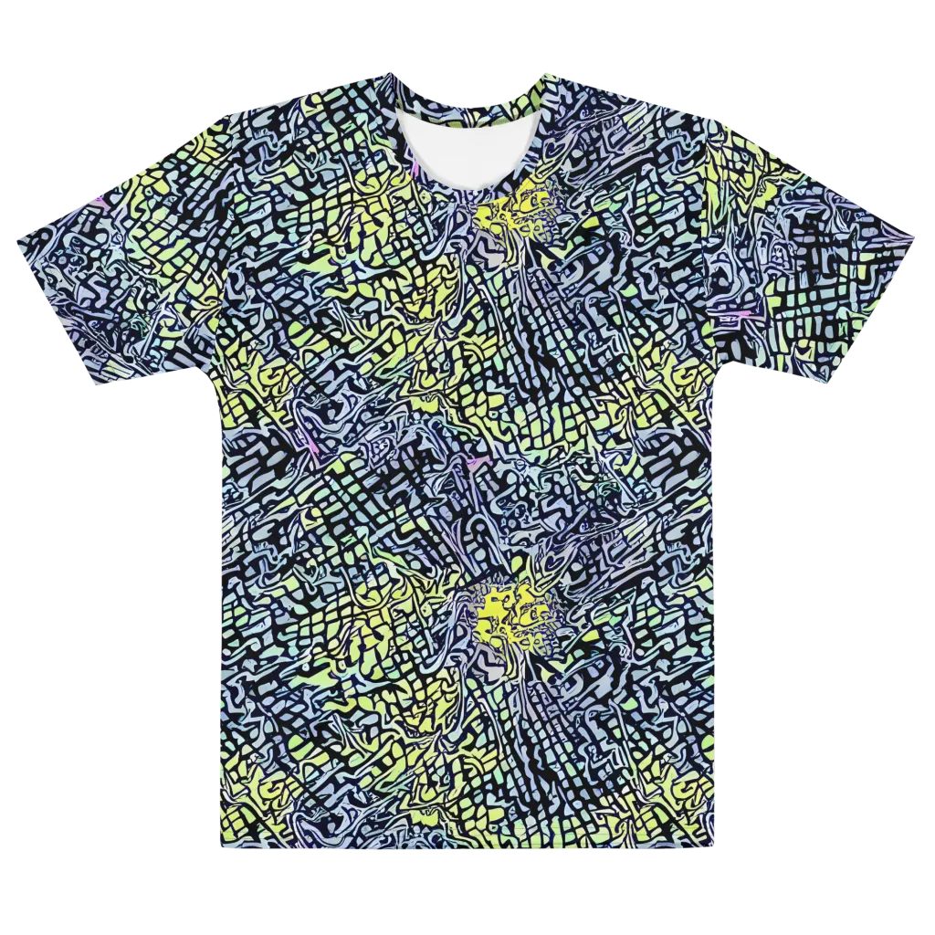 Ultraviolet Grid on Men's Cotton Crew Neck T-Shirt — Front