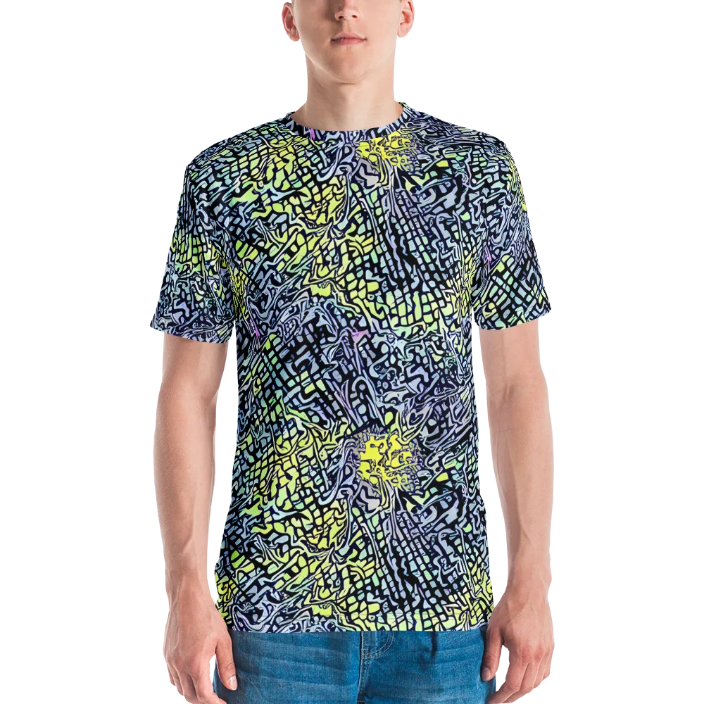 Ultraviolet Grid on Men's Crew Neck T-Shirt — Front