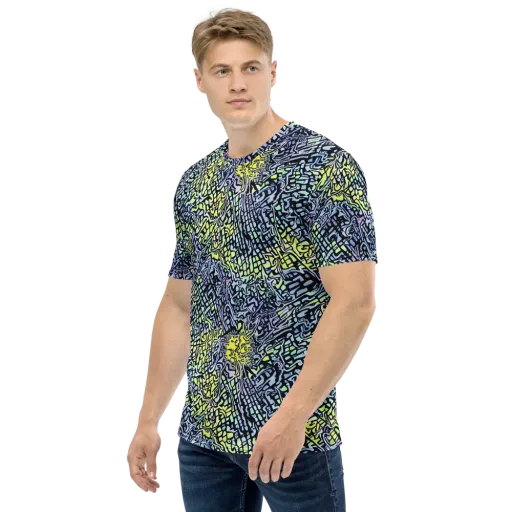 Ultraviolet Grid on a Men's Crew Neck T-Shirt