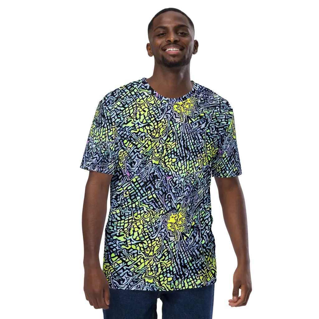 Ultraviolet Grid on Men's Crew Neck T-Shirt — Front