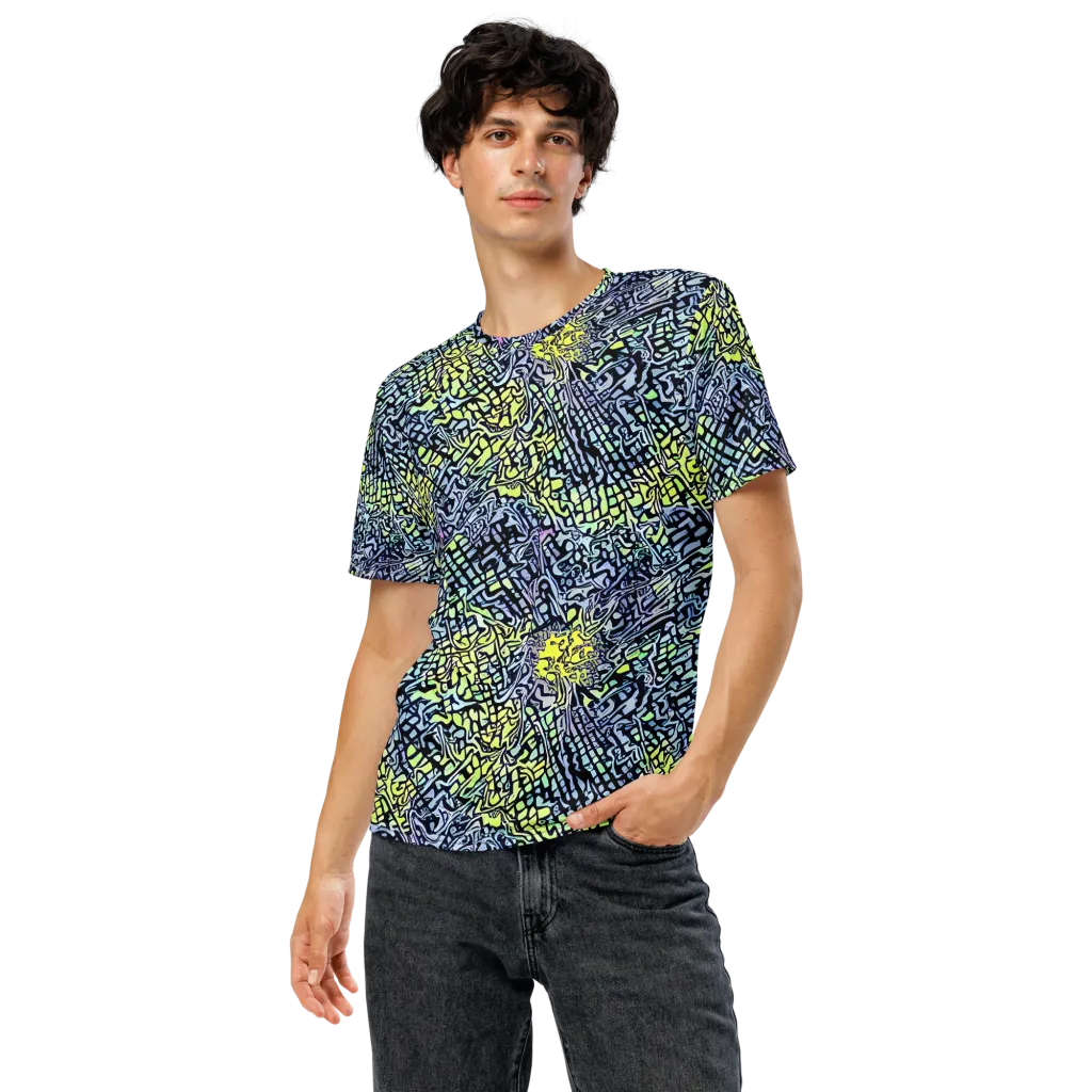 Ultraviolet Grid on Men's Crew Neck T-Shirt — Front