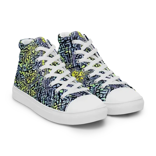 Ultraviolet Grid on a Men's High Top Canvas Shoes