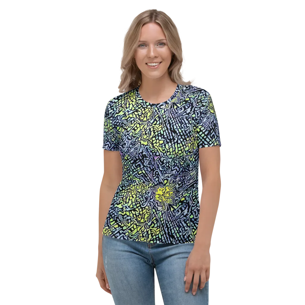 Ultraviolet Grid on Women's Crew Neck T-Shirt — Front