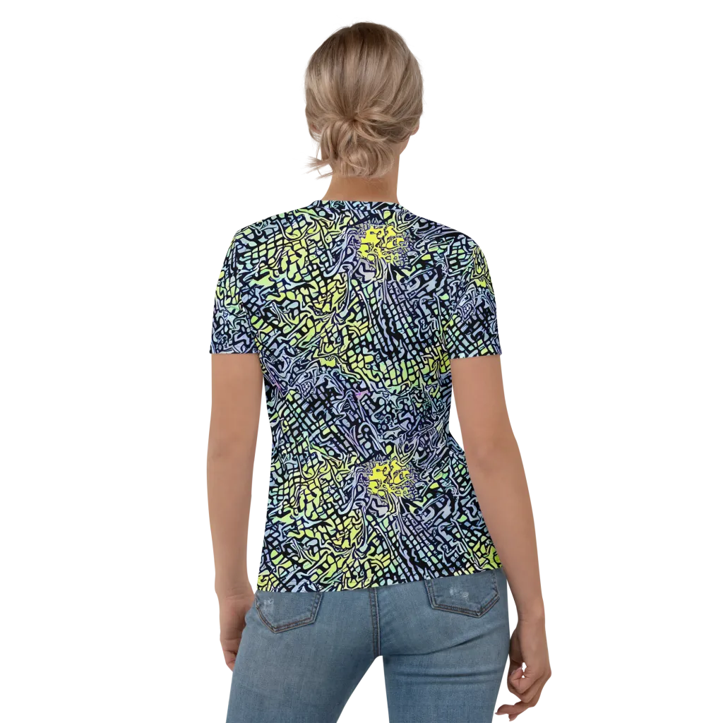 Ultraviolet Grid on Women's Crew Neck T-Shirt — Back