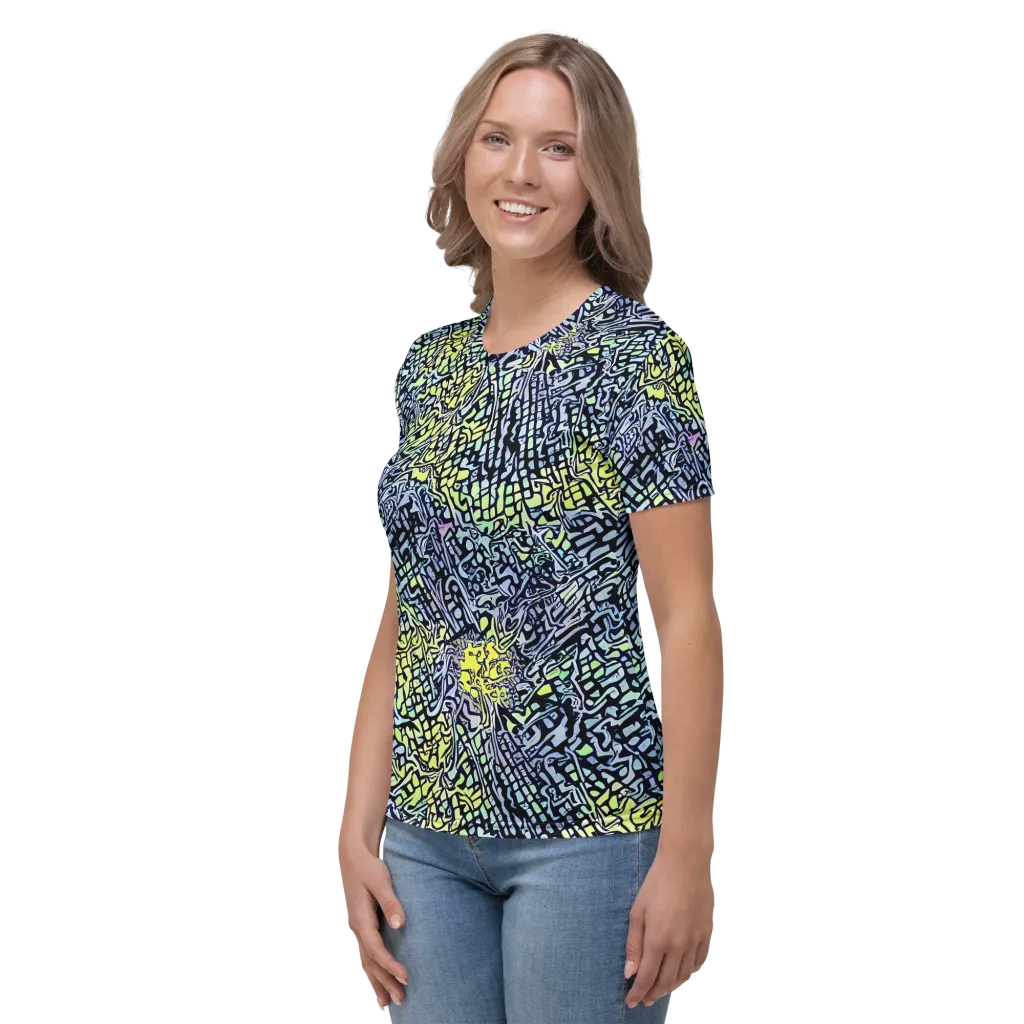 Ultraviolet Grid on Women's Crew Neck T-Shirt — Left