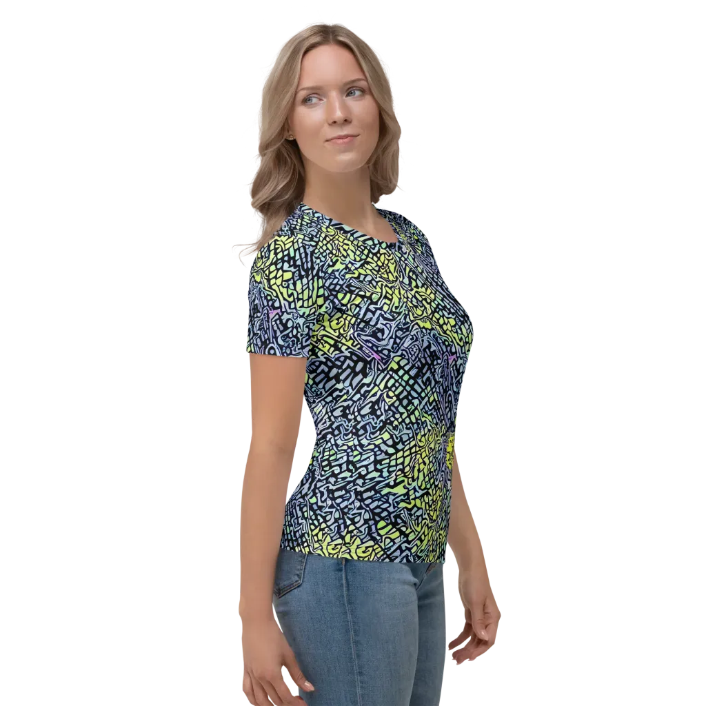 Ultraviolet Grid on Women's Crew Neck T-Shirt — Right