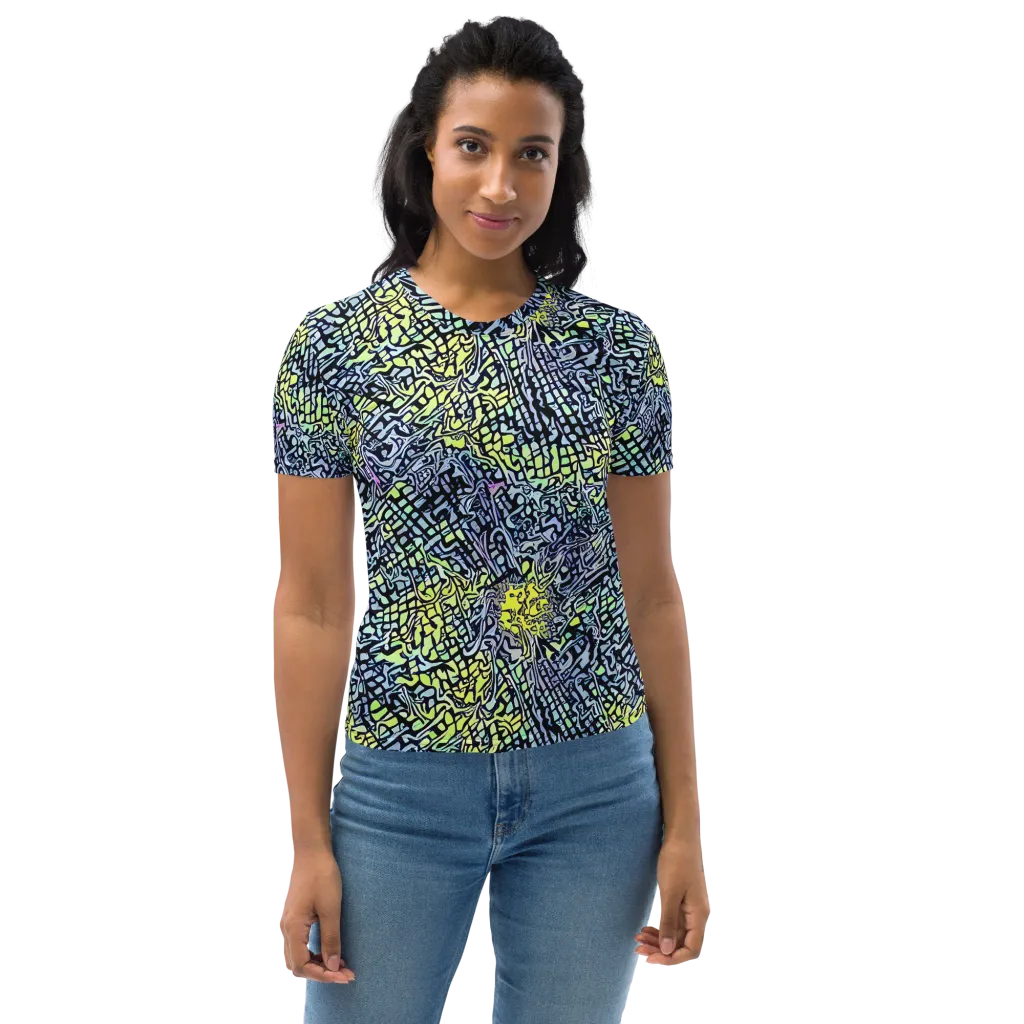 Ultraviolet Grid on Women's Crew Neck T-Shirt — Front