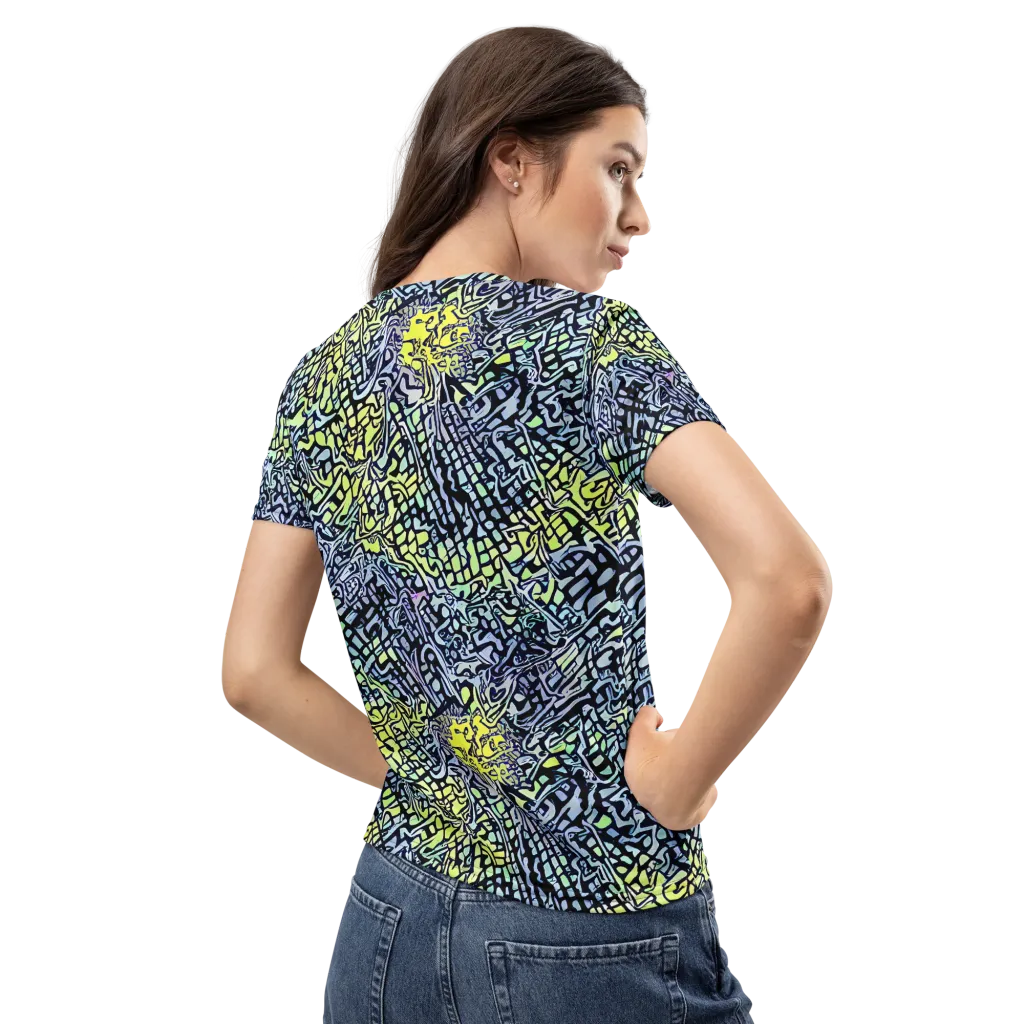 Ultraviolet Grid on Women's Crew Neck T-Shirt — Back