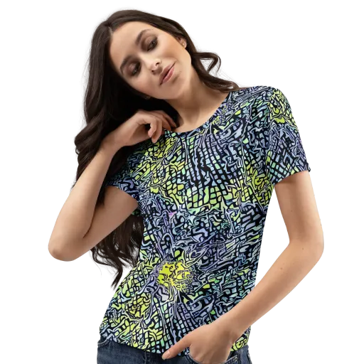 Ultraviolet Grid on a Women's Crew Neck T-Shirt