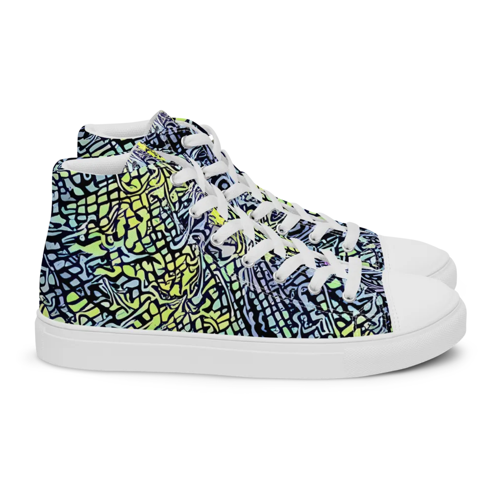 Ultraviolet Grid on Women's High Top Canvas Shoes — Right