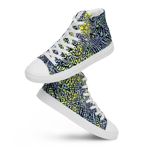 Ultraviolet Grid on a Women's High Top Canvas Shoes