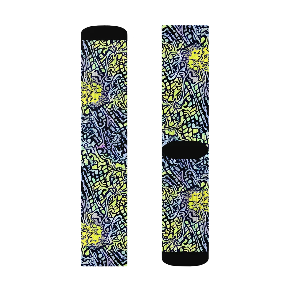 Ultraviolet Grid on Socks — Left Sock