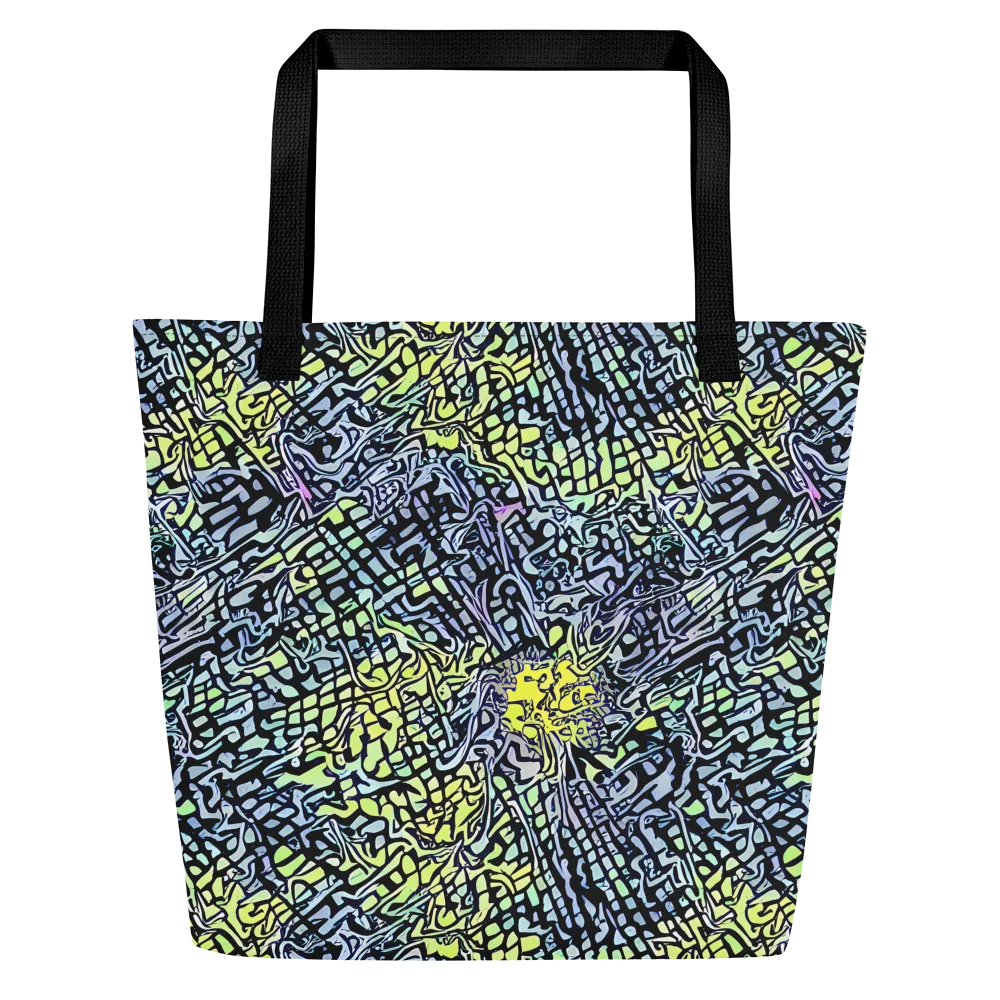 Ultraviolet Grid on Large Tote Bag W/ Pocket — Front