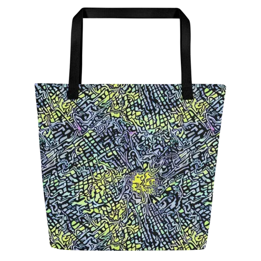 Ultraviolet Grid on a Large Tote Bag W/ Pocket