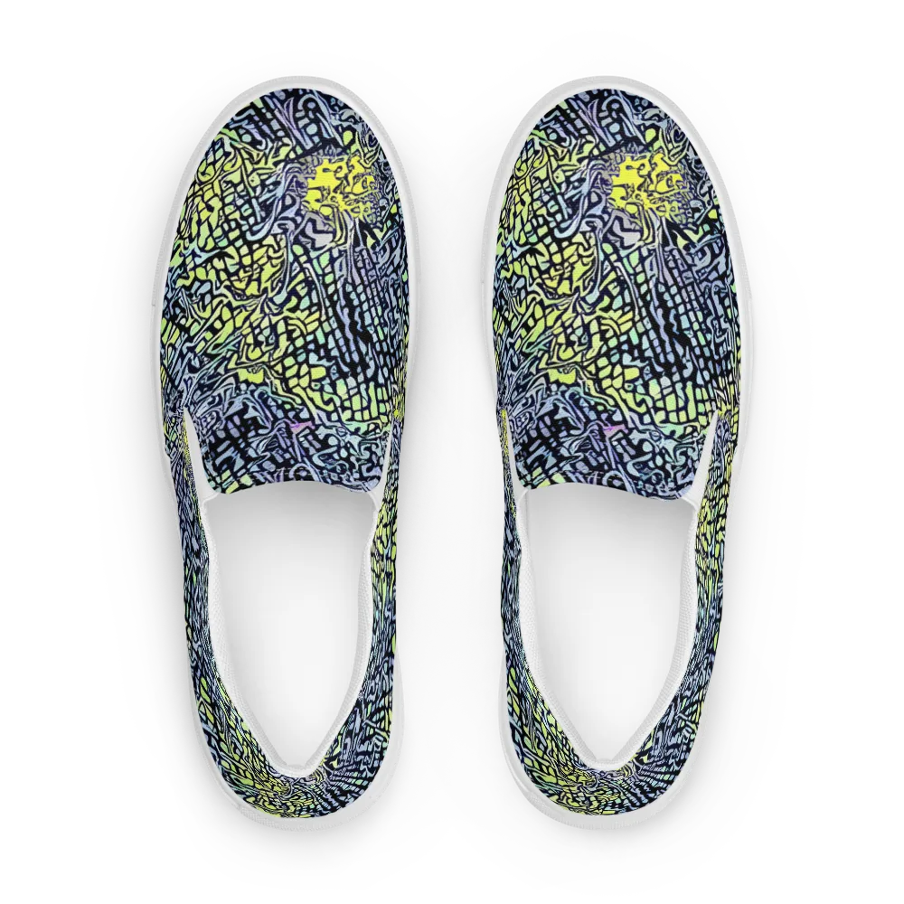 Ultraviolet Grid on Women's Slip-On Canvas Shoes — Front