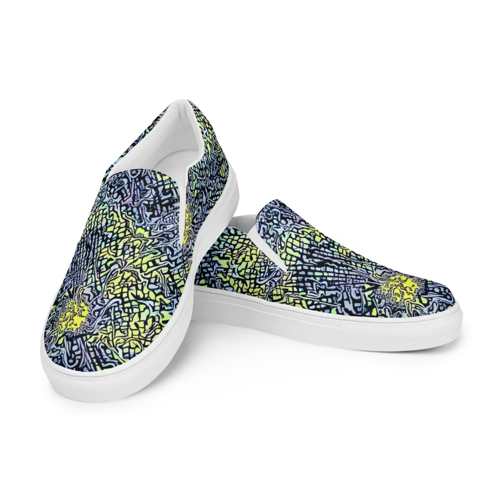 Ultraviolet Grid on Women's Slip-On Canvas Shoes — Left Front