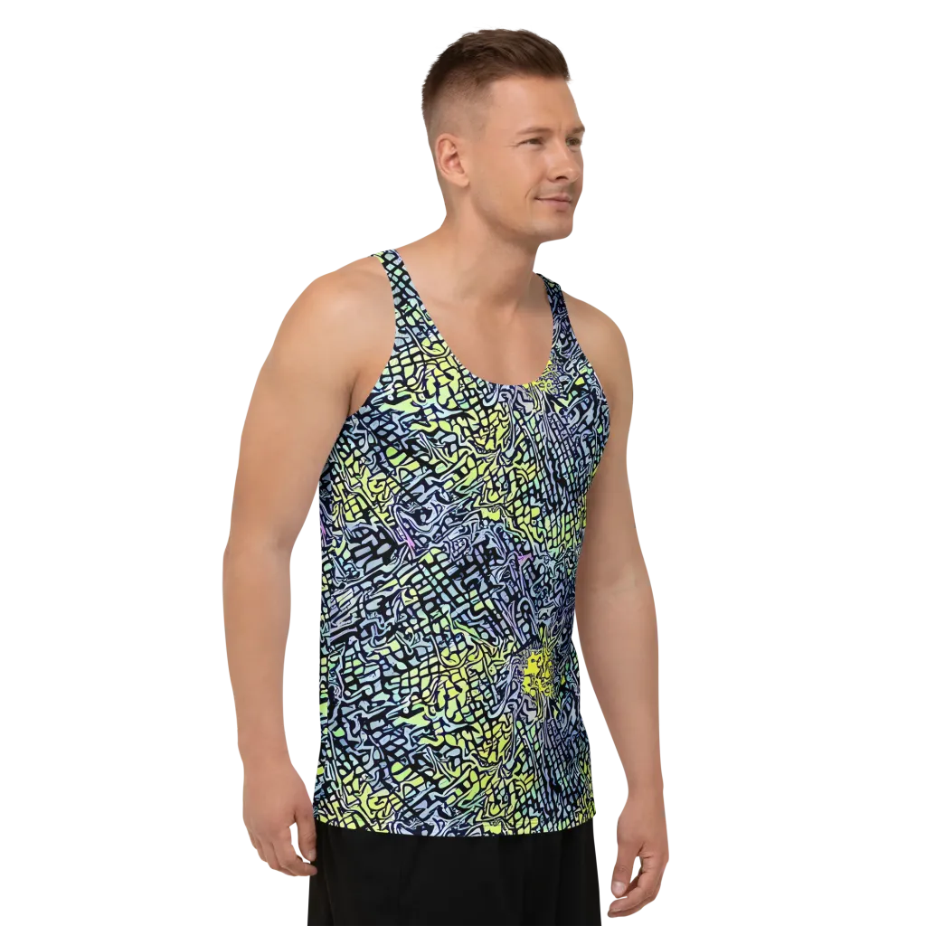 Ultraviolet Grid on Men's Tank Top — Right Front