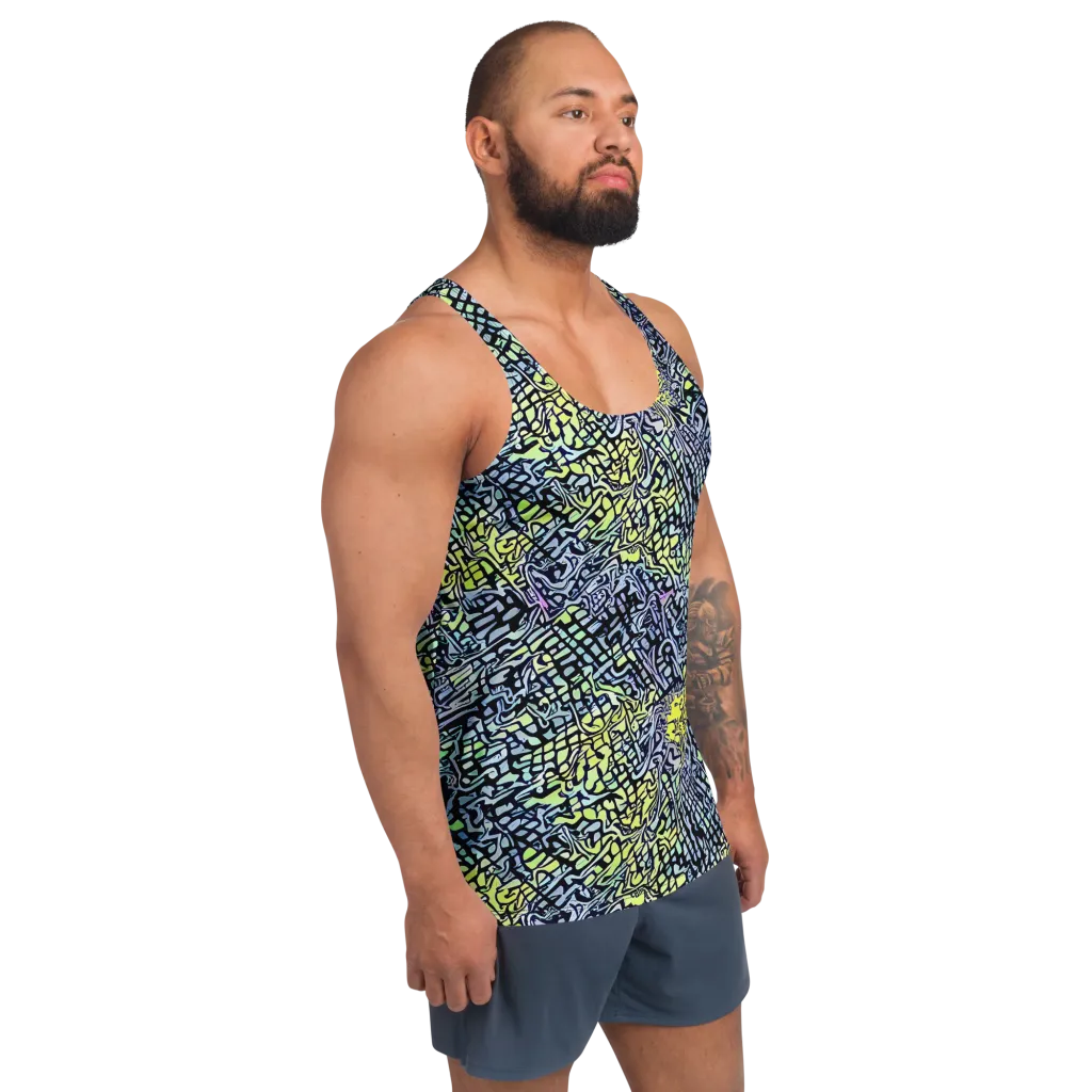 Ultraviolet Grid on Men's Tank Top — Right Front