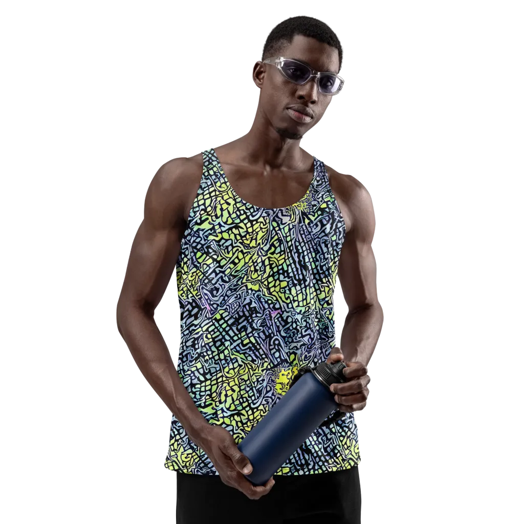 Ultraviolet Grid on Men's Tank Top — Front