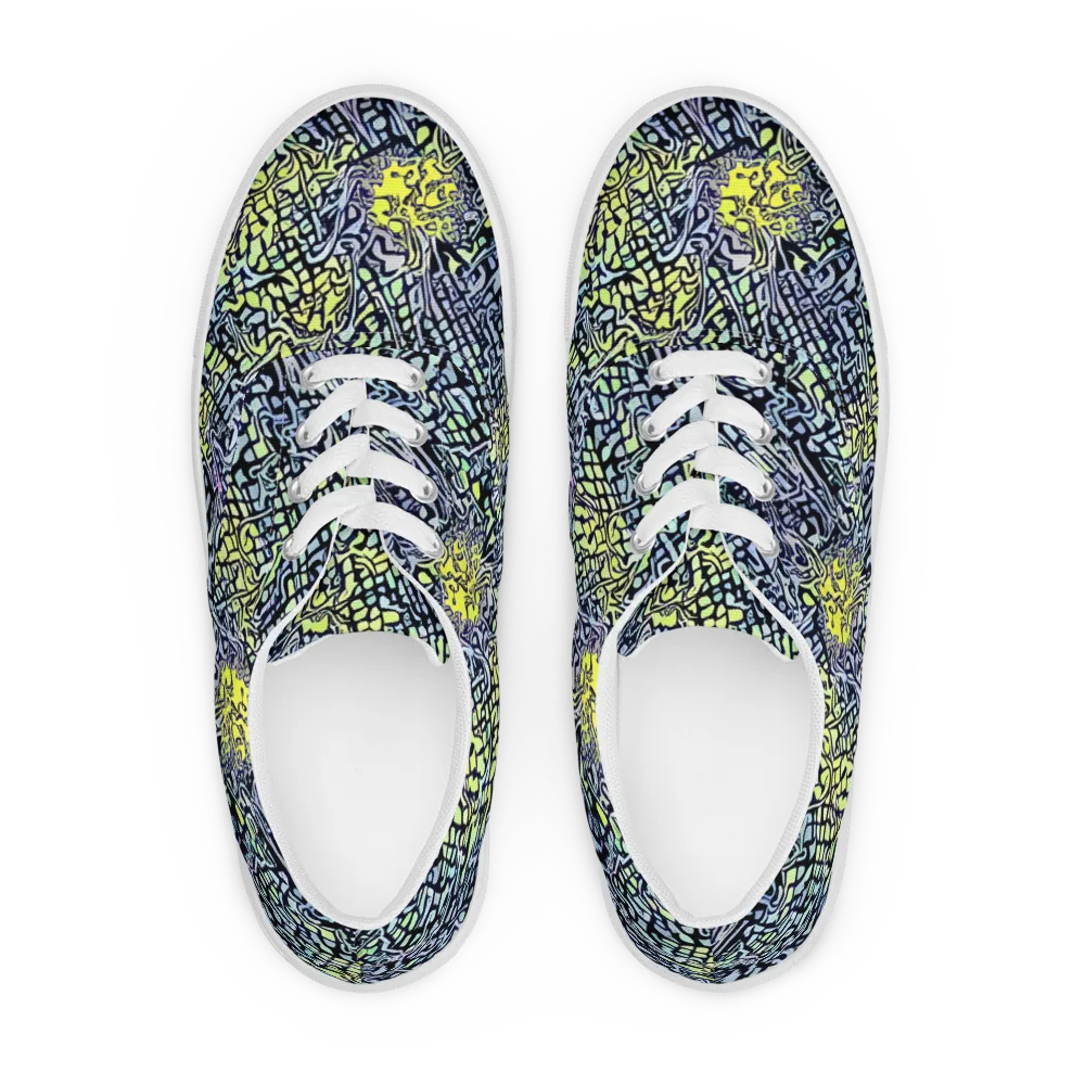 Ultraviolet Grid on Men's Lace-Up Canvas Shoes — Front