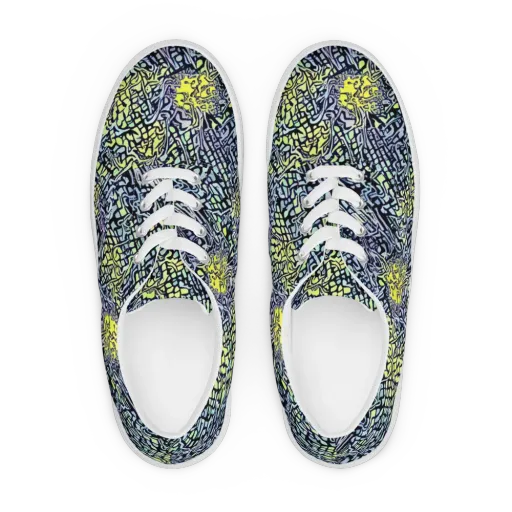 Ultraviolet Grid on a Men's Lace-Up Canvas Shoes