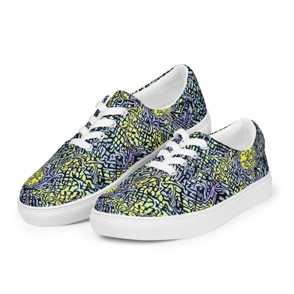Ultraviolet Grid on Men's Lace-Up Canvas Shoes — Left Front