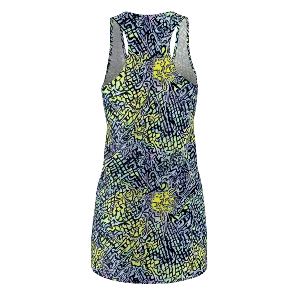 Ultraviolet Grid on Racerback Dress — Back
