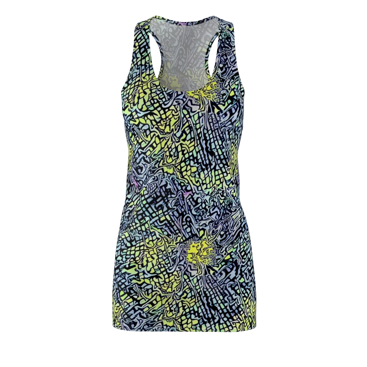 Ultraviolet Grid on Racerback Dress — Front