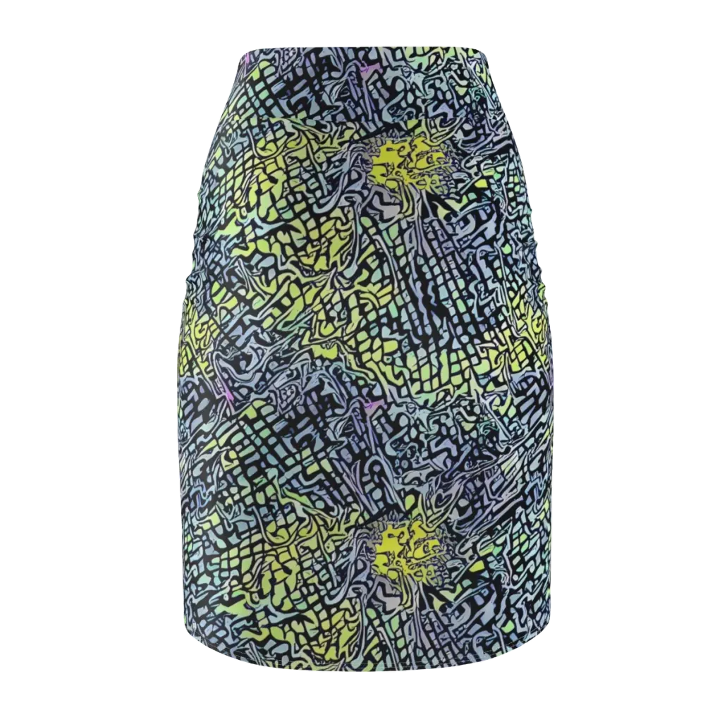 Ultraviolet Grid on Pencil Skirt — Back