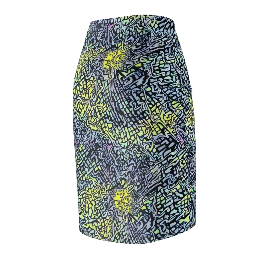 Ultraviolet Grid on Pencil Skirt — Back Side