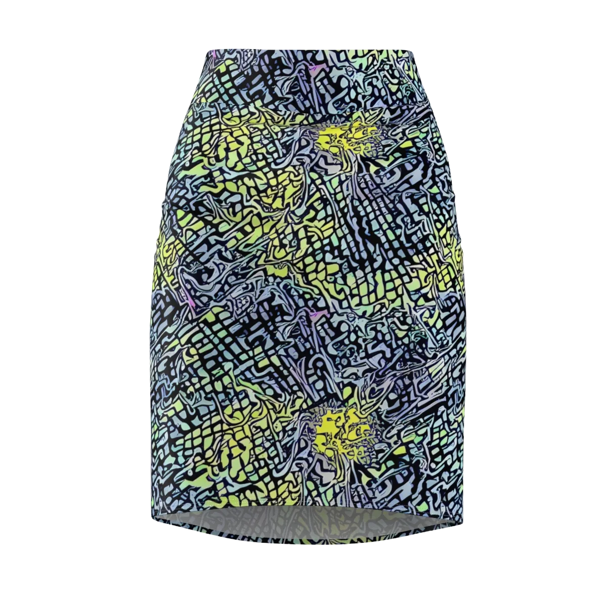 Ultraviolet Grid on Pencil Skirt — Front