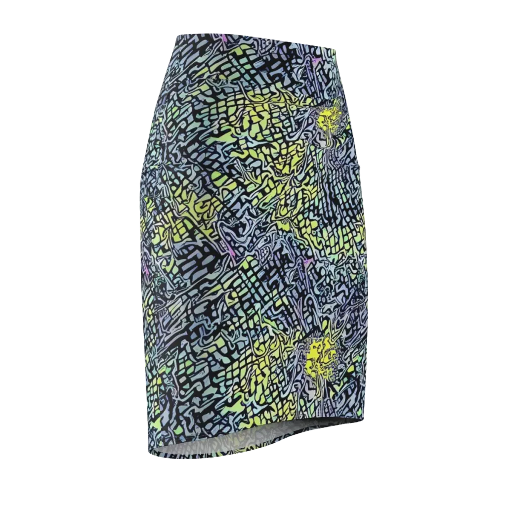 Ultraviolet Grid on Pencil Skirt — Front Side