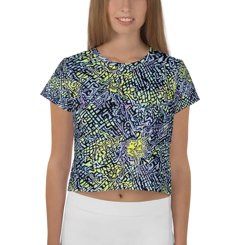 Ultraviolet Grid on Crop Tee — Front