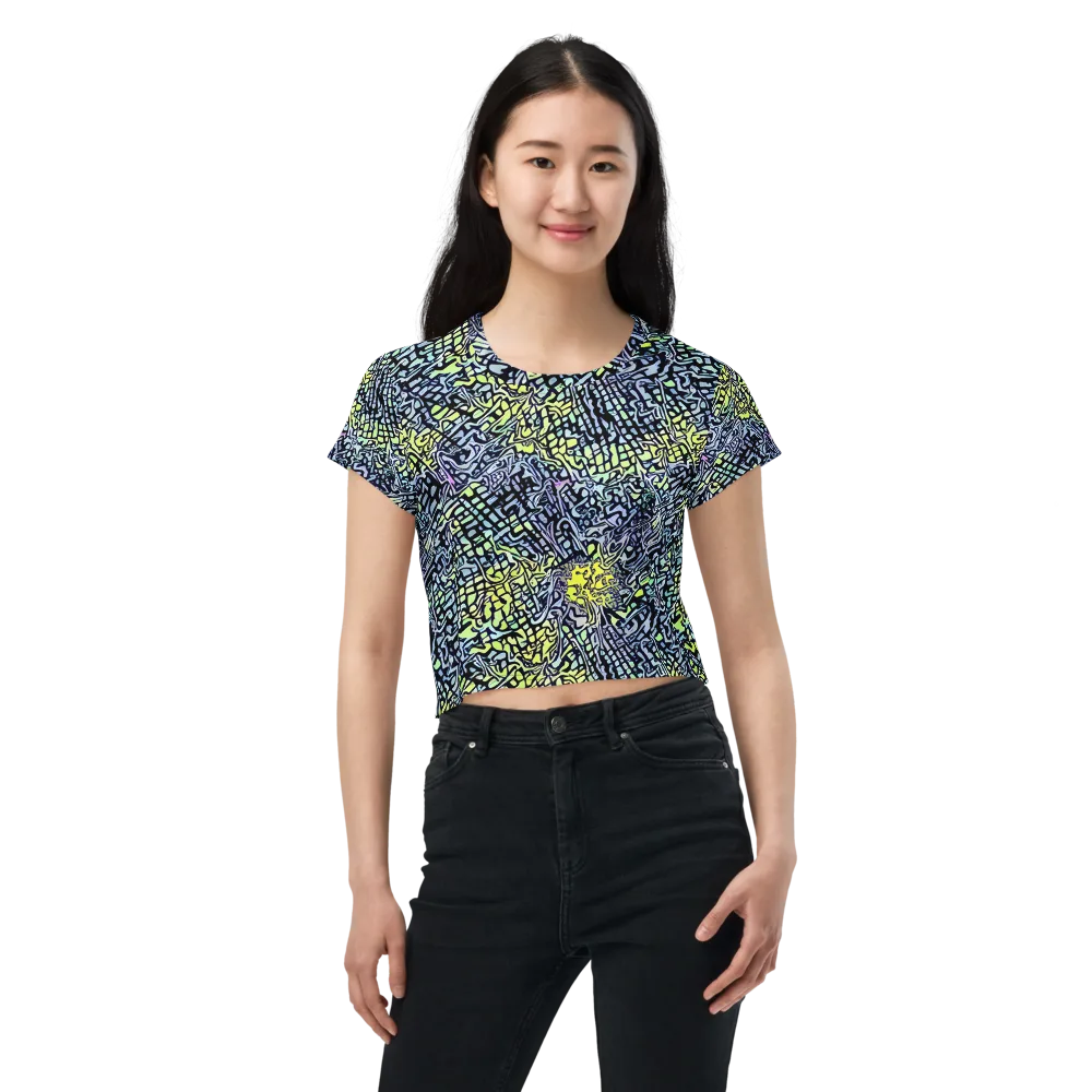 Ultraviolet Grid on Crop Tee — Front