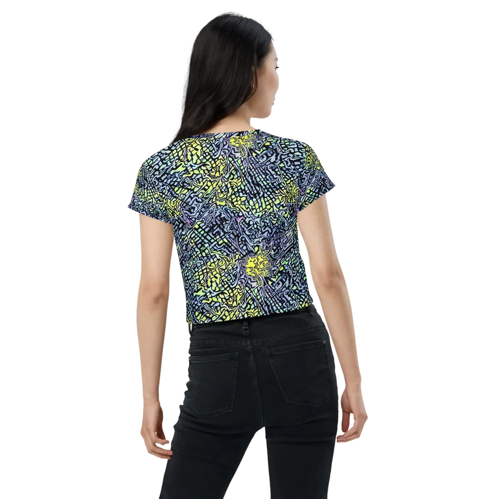 Ultraviolet Grid on Crop Tee — Back