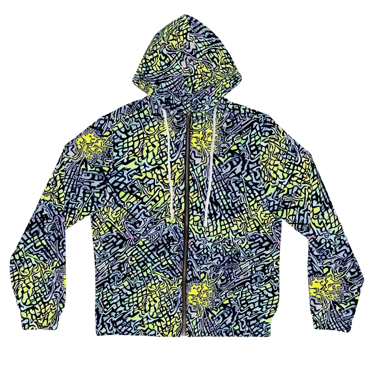 Ultraviolet Grid on Women's Full-Zip Hoodie — Front