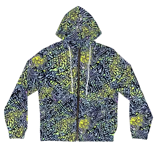Ultraviolet Grid on a Women's Full-Zip Hoodie