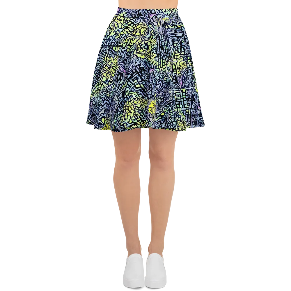 Ultraviolet Grid on Skater Skirt — Front