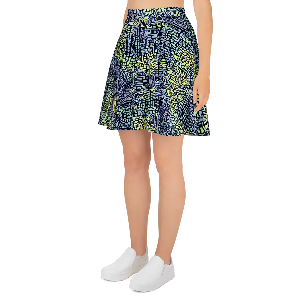 Ultraviolet Grid on Skater Skirt — Left