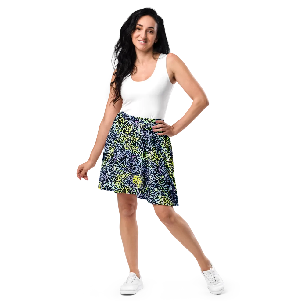 Ultraviolet Grid on Skater Skirt — Front