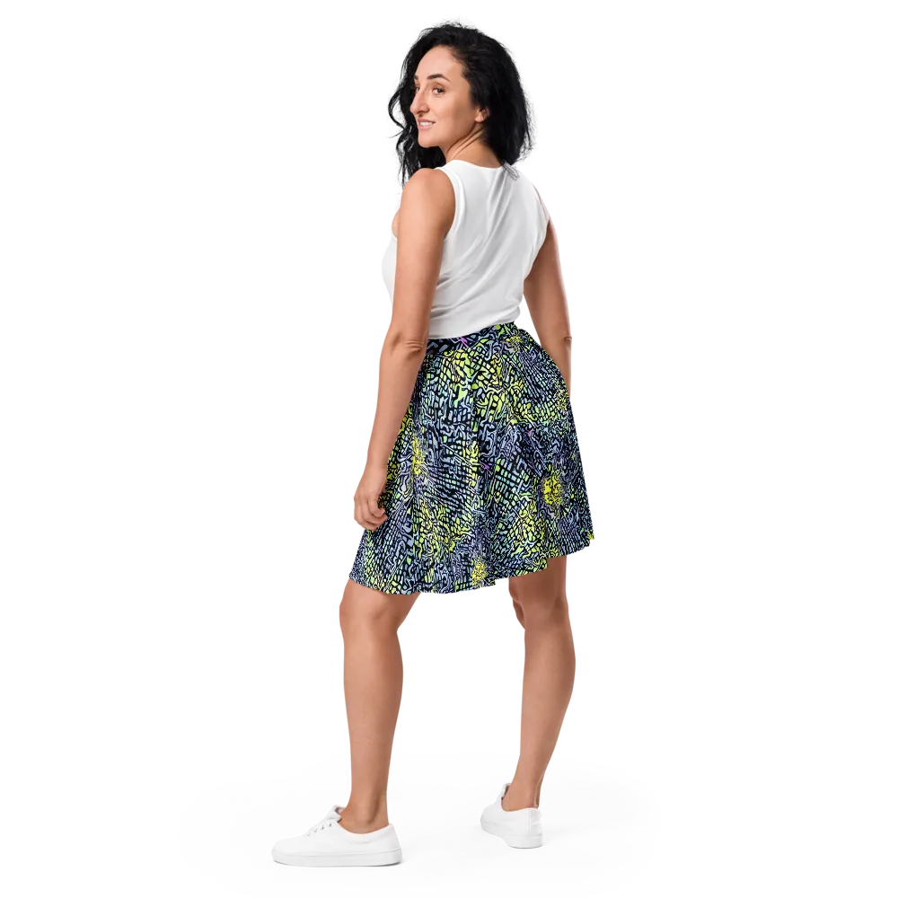Ultraviolet Grid on Skater Skirt — Back