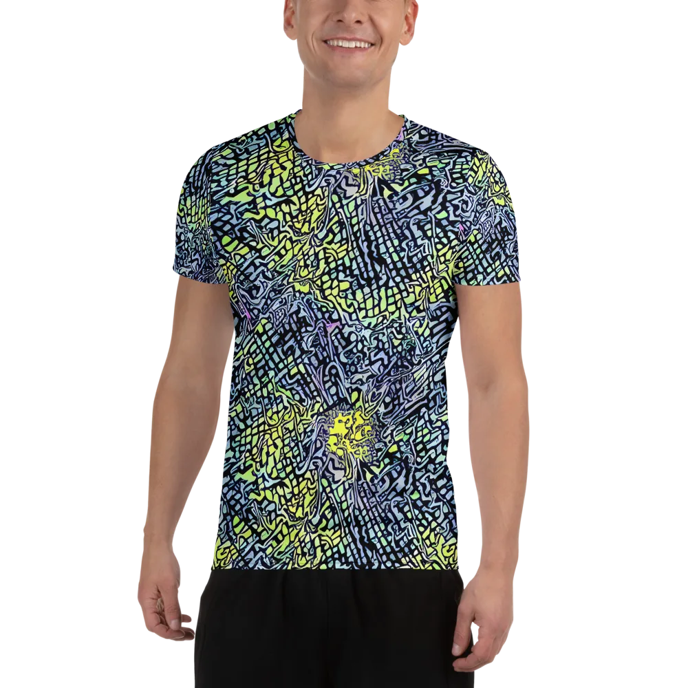 Ultraviolet Grid on Men's Athletic T-Shirt — Front