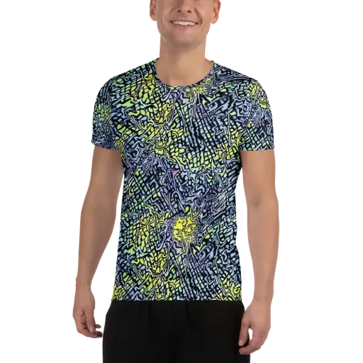 Ultraviolet Grid on a Men's Athletic T-Shirt