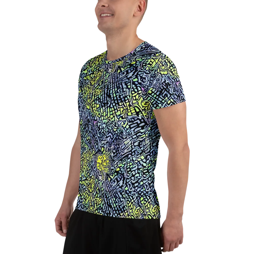 Ultraviolet Grid on Men's Athletic T-Shirt — Left