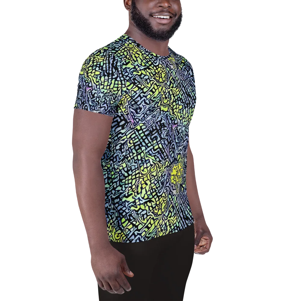 Ultraviolet Grid on Men's Athletic T-Shirt — Right