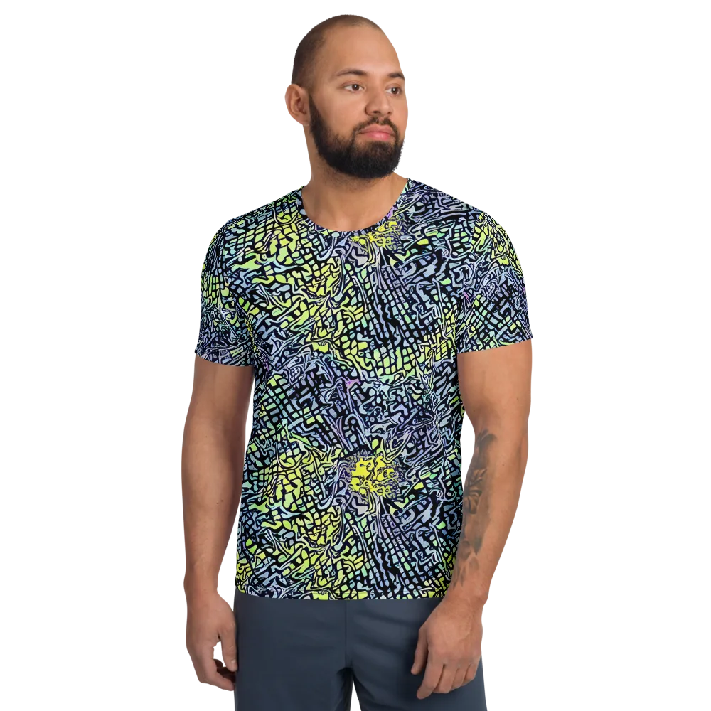 Ultraviolet Grid on Men's Athletic T-Shirt — Front