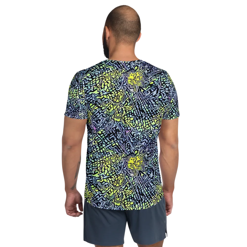 Ultraviolet Grid on Men's Athletic T-Shirt — Back
