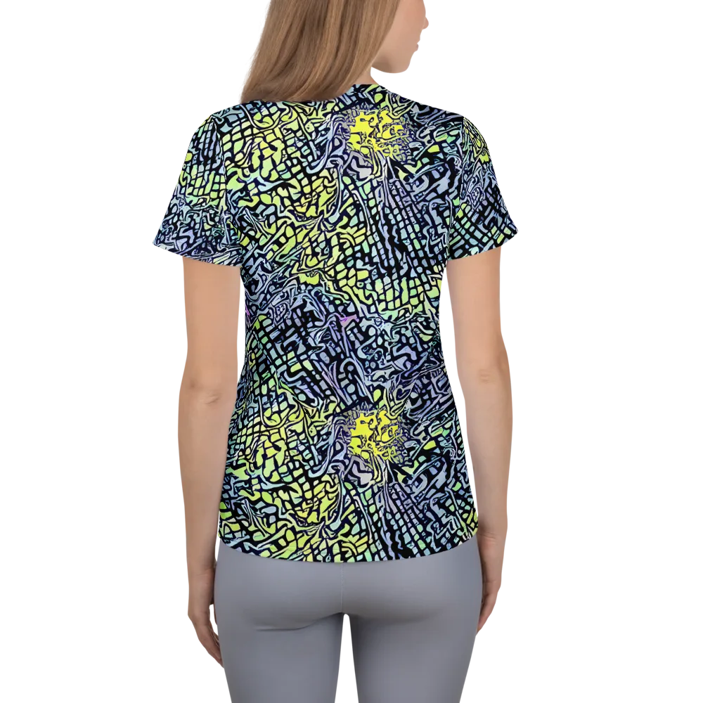 Ultraviolet Grid on Women's Athletic T-Shirt — Back