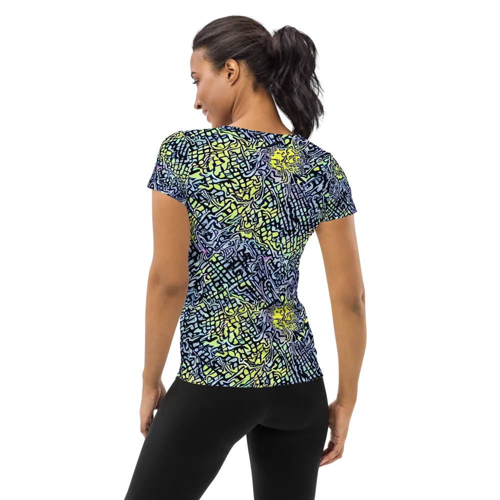 Ultraviolet Grid on Women's Athletic T-Shirt — Back